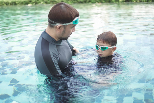 istock Wearing waterproof goggles in the pool 2148112038