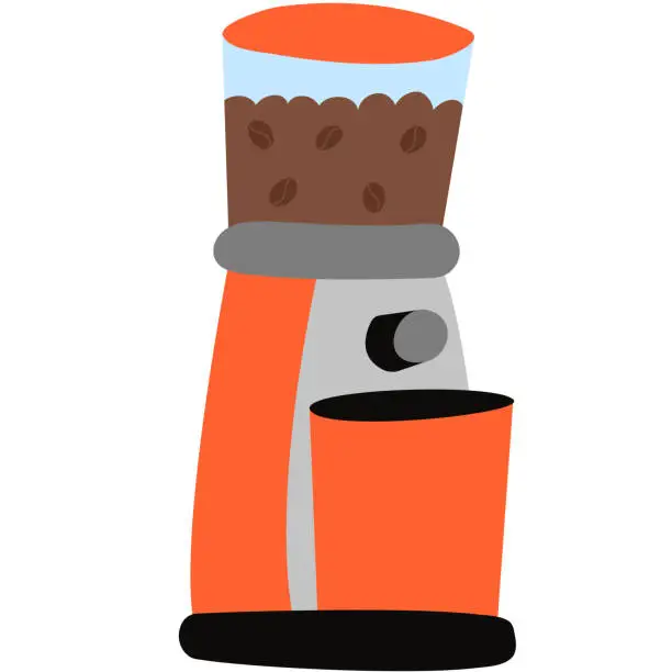 Vector illustration of Сoffee grinder. Hand draw vector electric coffee grinder. Icon collection for menu, coffee shop.