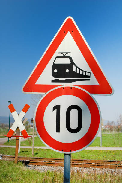 Railroad Crossing Sign with Speed Limit