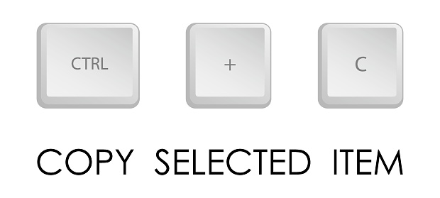 Copy key combination. Keyboard shortcut for quickly executing command in operating system. Isolated vector on white background