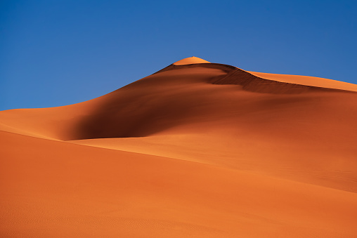 Merzouga, Morocco. Erg Chebbi sand dunes in the Sahara Desert, North Africa.