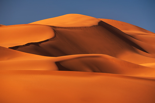 Merzouga, Morocco. Erg Chebbi sand dunes in the Sahara Desert, North Africa.