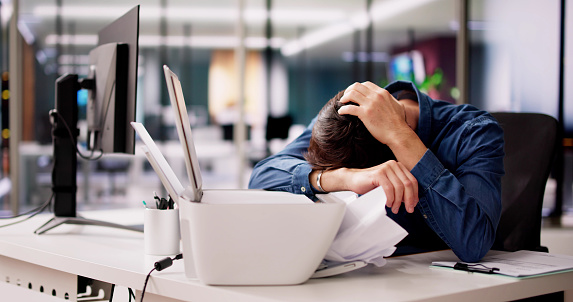 Print Problem Man Broken Printer Problem Man Tried Stock Photo - Download Image Now - 50 ...