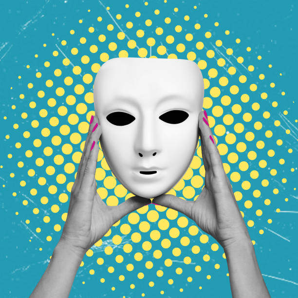 istock A modern artistic collage featuring the image of a theatrical mask held by a woman's hands. 2148117295
