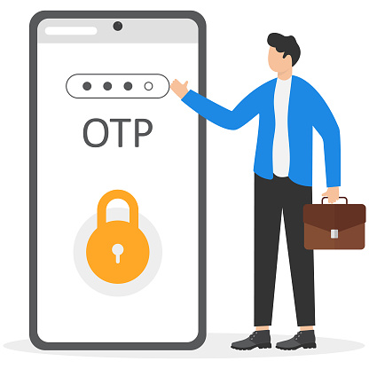 OTP authentication and Secure Verification, Never share OTP and Bank Details concept