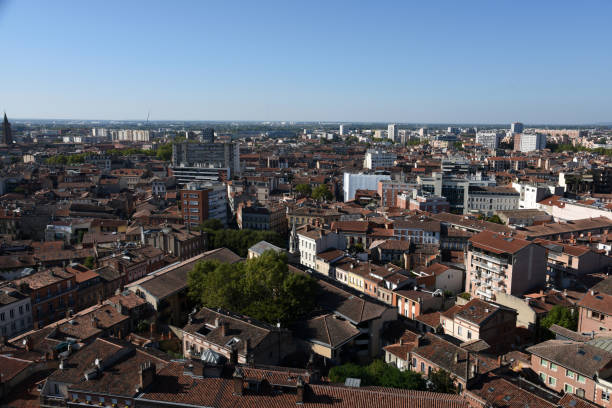 Toulouse is the 4th largest city in france,  its metropolitan area has a population of 1.5 million inhabitants. The image shows the beautiful city captured during autumn season.