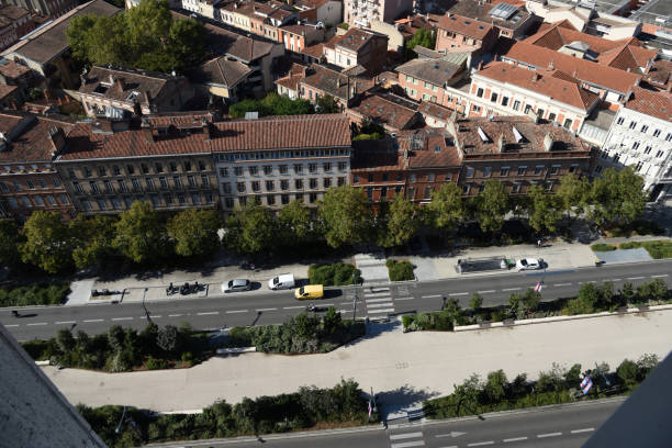 Toulouse is the 4th largest city in france,  its metropolitan area has a population of 1.5 million inhabitants. The image shows the beautiful city captured during autumn season.