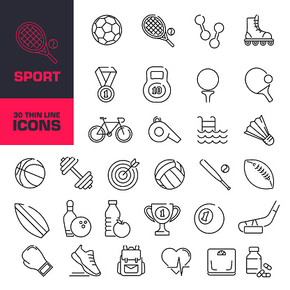 Sport icons set. Linear style. Sport icon.