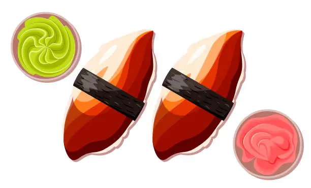 Vector illustration of Sushi nigiri