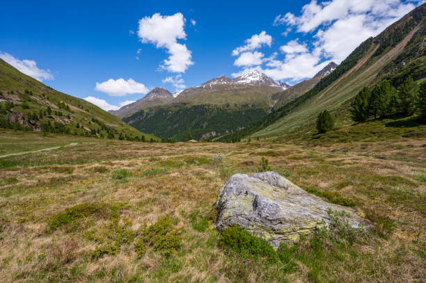 View in the Venter valley near the Ötztal valley in Tyrol Austria during a beautiful springtime day in the Alps.
