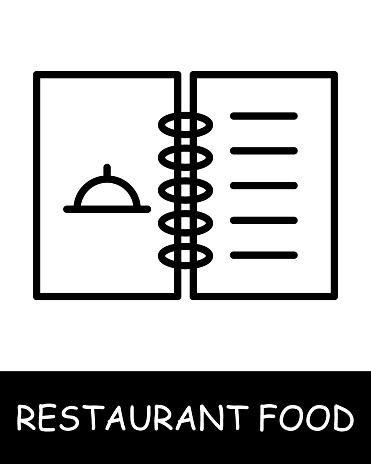 Restaurant dish, menu icon. Carte, gourmet craftsmanship, culinary creativity, simplicity, silhouette, snack, gourmet food. Delicious, unusual food concept.