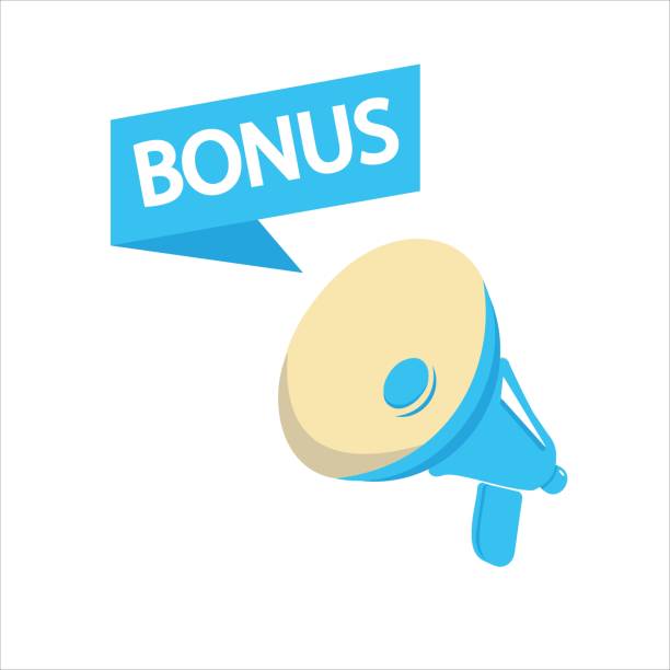 istock Male hand holding megaphone with bonus speech bubble. Loudspeaker. Banner for business, marketing and advertising. Vector illustration. 2148126501