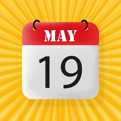 19 May. Calendar 2024. 3d illustration. Pop art style. Vector line icon for Business and Advertising