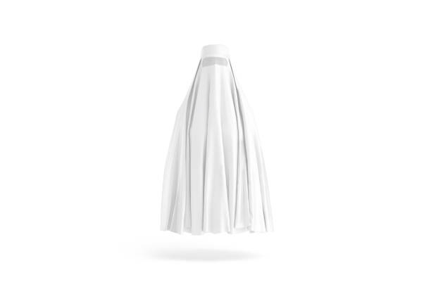 istock Blank white muslim female burqa mockup, front view 2148128329