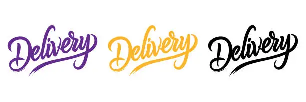 Vector illustration of Delivery logo. Shipping vector template. Lettering hand drawn doodle text. Fast speed moving.
