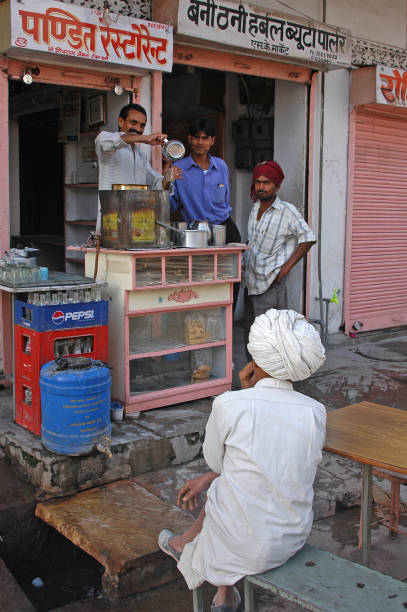 Rajasthan, India - February 25, 2006: Tea stall on the streets of Jaipur