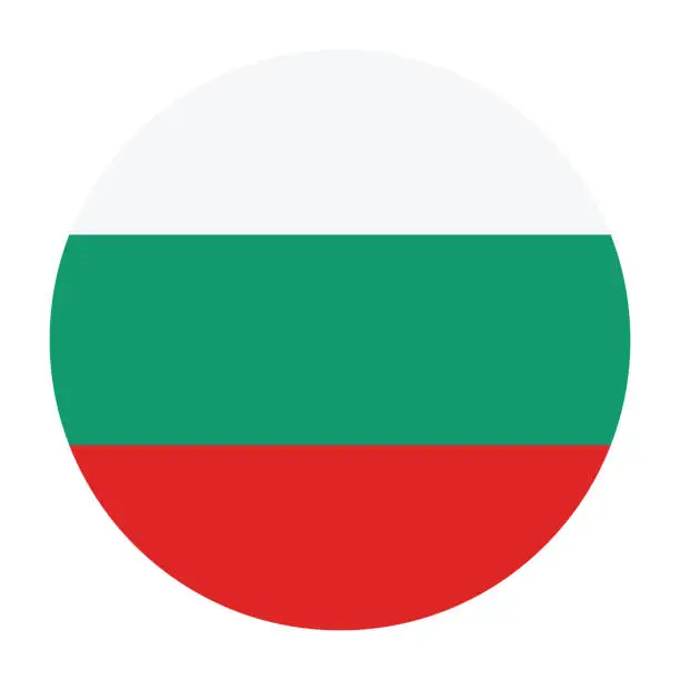 Vector illustration of Bulgaria circle flag. Bulgaria flag. Button flag icon. Standard color. Circle icon flag. Computer illustration. Digital illustration. Vector illustration.