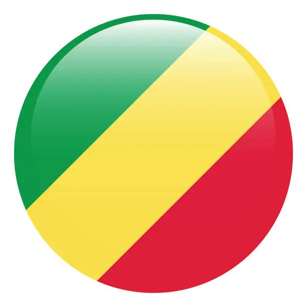 Vector illustration of Congo flag. Circle icon flag. Button flag icon. Standard color. Computer illustration. Digital illustration. Vector illustration.