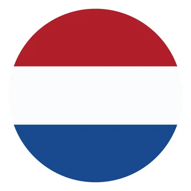 Vector illustration of Netherlands flag. Netherlands circle flag. Flag icon. Standard color. Round flag. Computer illustration. Digital illustration. Vector illustration.