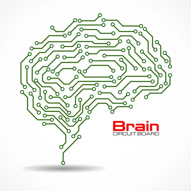 Vector illustration of Technological brain. Circuit board. Vector background