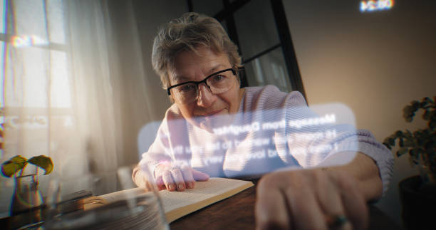 Senior woman reading a text message smartphone POV