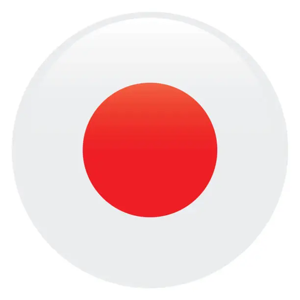 Vector illustration of Japan flag. Button flag icon. Standard color. Circle icon flag. Computer illustration. Digital illustration. Vector illustration.