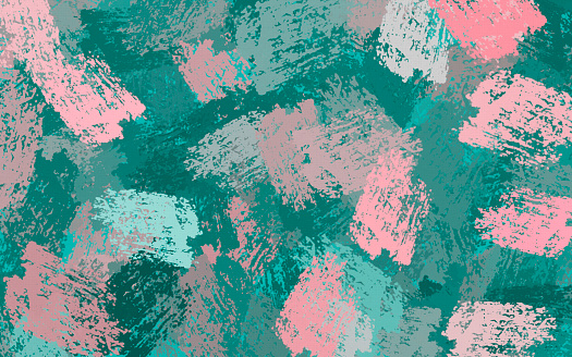 Abstract Watercolor Brush Strokes Background in Teal and Coral Colors - textured