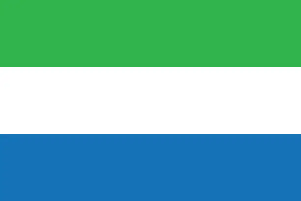 Vector illustration of Sierra Leone flag. Flag icon. Standard color. Standard size. A rectangular flag. Computer illustration. Digital illustration. Vector illustration.