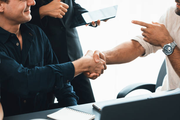 istock Group of diverse office worker employee shake hand and working together. Prudent 2148136274
