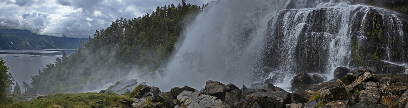 Waterfall Svandalsfossen at the scenic route Ryfylke in Norway, Europe