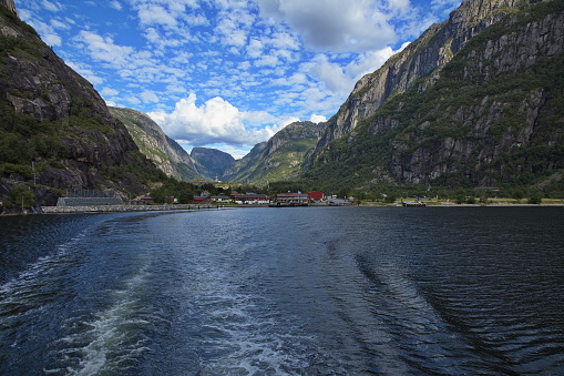 Village Lysebotn on the end of Lysefjord in Norway, Europe