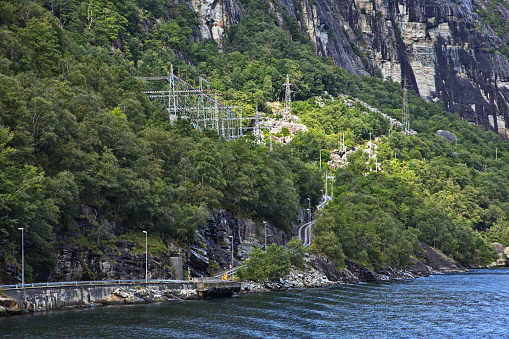 Hydroelectric power plant at Lysebotn at Lysefjord in Norway, Europe