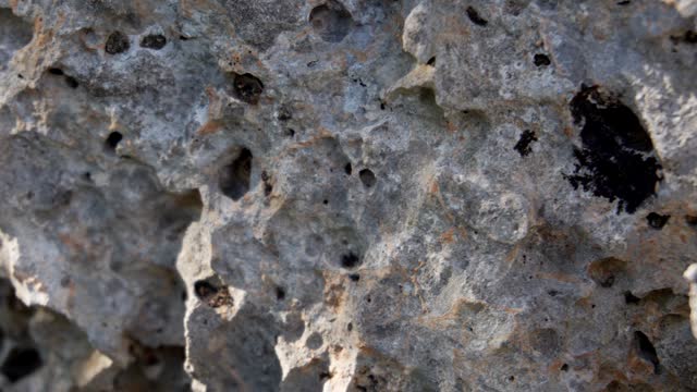 The texture of the stone close-up. Rough rock wall.