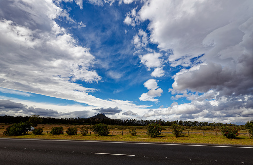 A beautiful view of stormy, white clouds after an extreme storm over the Western Cape, South Africa.