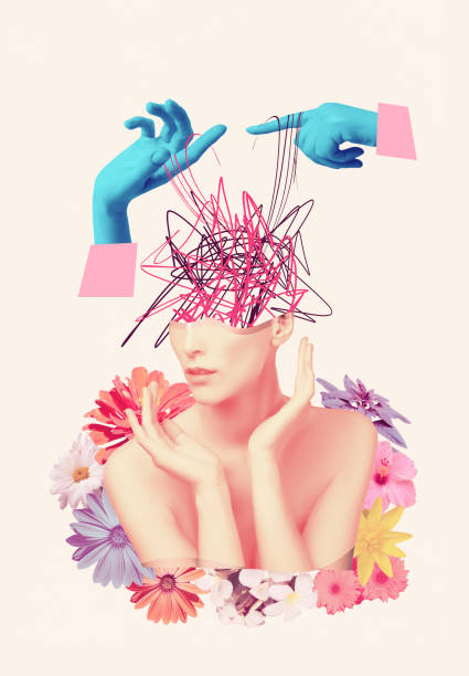 istock Contemporary art collage, design. Abstract hand near human head, working with mental issues. Psychiatrist. Concept of medical assistance, treatment, mental treatment 2148140707