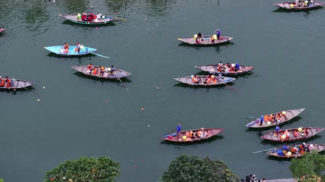 Lantern boats on Thu Bon river