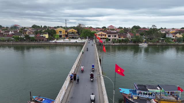 Hoi An, city and Cam Nam Bridge Vietnam