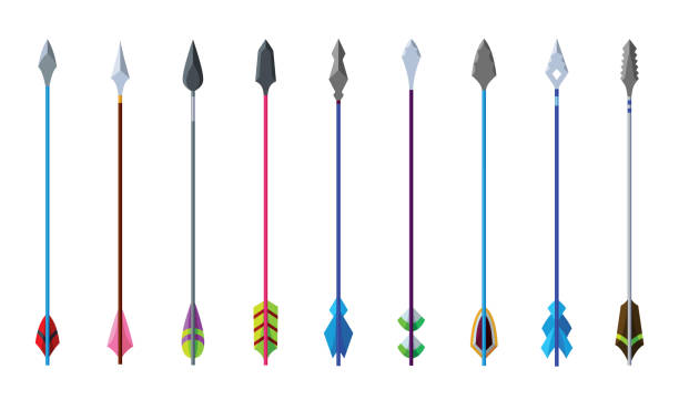 istock Medieval arrows set. Fighting decorative cartoon arrows. Design element for poster, label or sign on menu. Color vintage symbols 2148143294