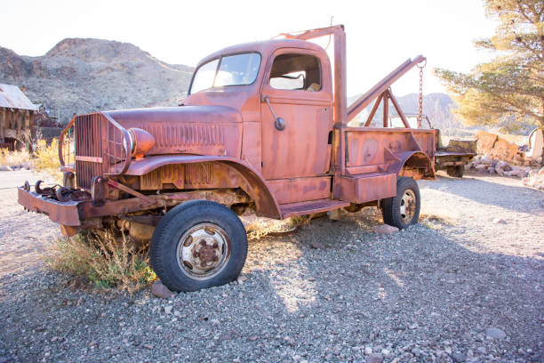 istock Abandoned truck in the Nevada desert at sunset 2148145557