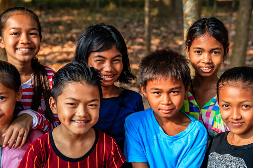 Happy Cambodian children in village near Siem Reap, Cambodia