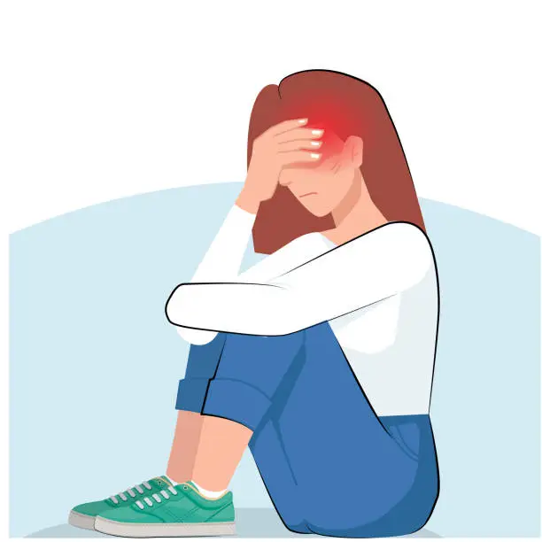 Vector illustration of Chronic Migraine: A Debilitating Neurological Disorder