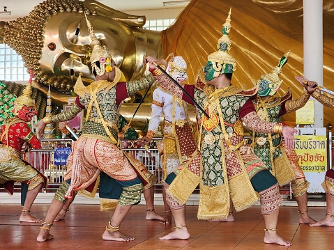 pantomime is an ancient and advanced dance form of Thailand. It has existed since the Ayutthaya period. There are costumes,musical instruments. will show  Ramakien story.Bangkok, Thailand 2024-03-17