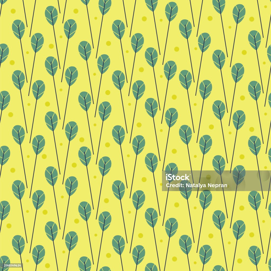 Pollen Pattern Design Leaves And Pollen Seamless Pattern Random Placed Vector Botany Plants ...