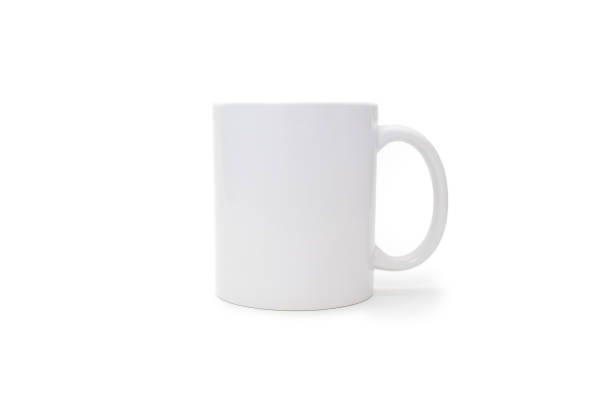 istock White mug on a white background in the center 2148151106