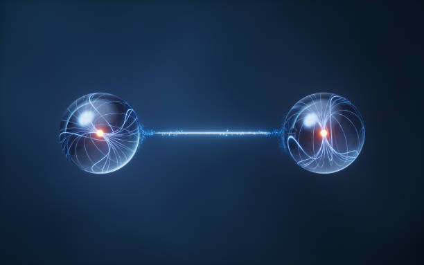 physique quantique et intrication quantique, rendu 3d. - photon photos et images de collection