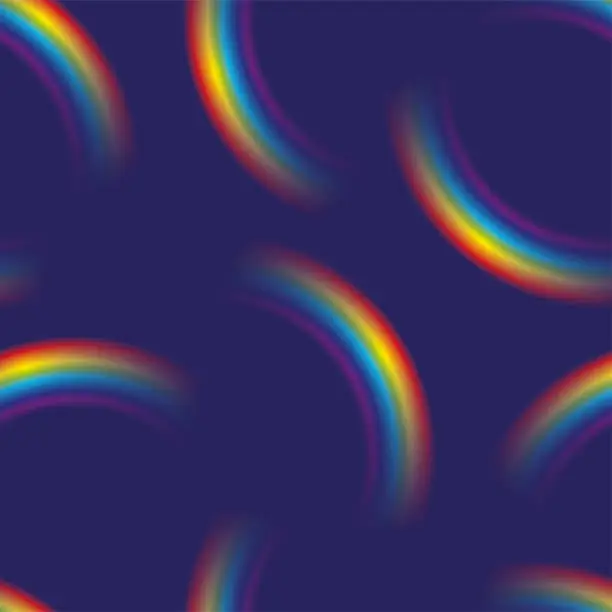 Vector illustration of Seamless Background with Rainbow in Dark Blue Sky