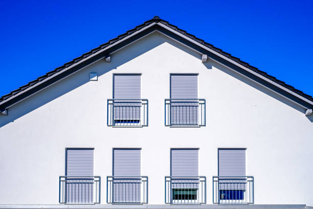 typical facade of an apartment house in austria