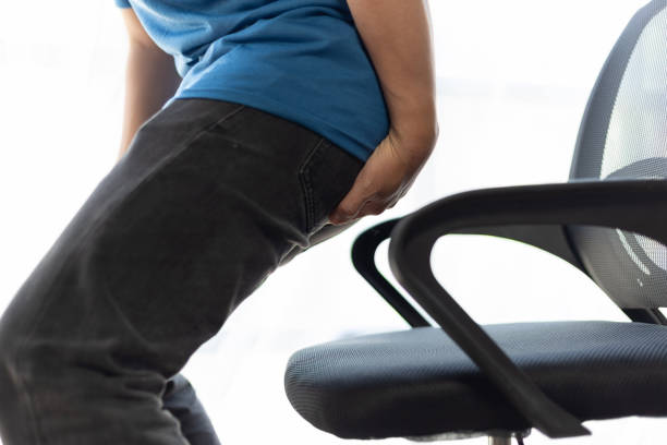istock Man having butt pain and hemorrhoids. 2148154800