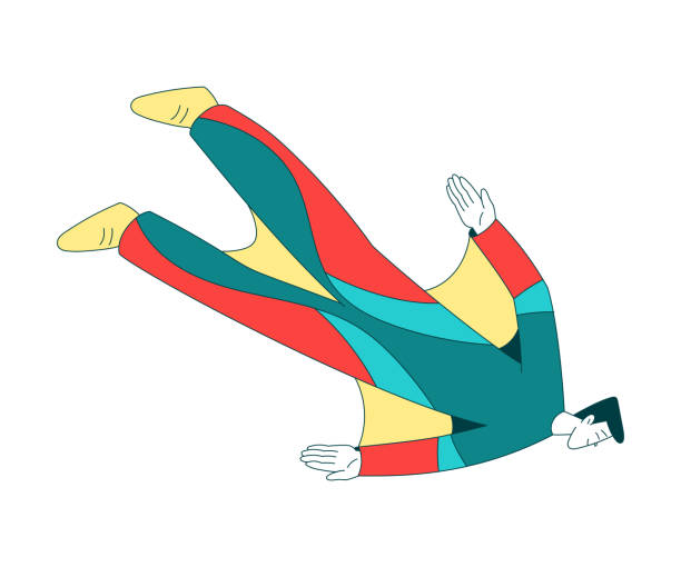istock Air Sport with Man Character Wingsuit Flying Vector Illustration 2148157075