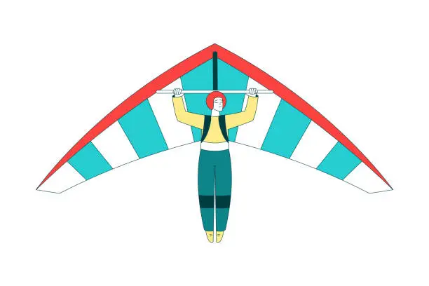 Vector illustration of Air Sport with Man Character Hang Gliding Vector Illustration